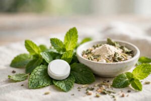 ProDentim ingredients overview: chewable oral probiotic tablet with mint and natural dental-health ingredients